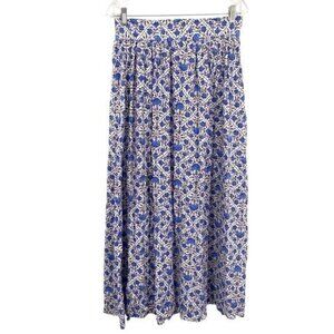 Nicole Miller Artelier Blue Liberty Floral Maxi Skirt Cottagecore Boho